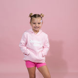 GG Pink Hoodie with White Puff