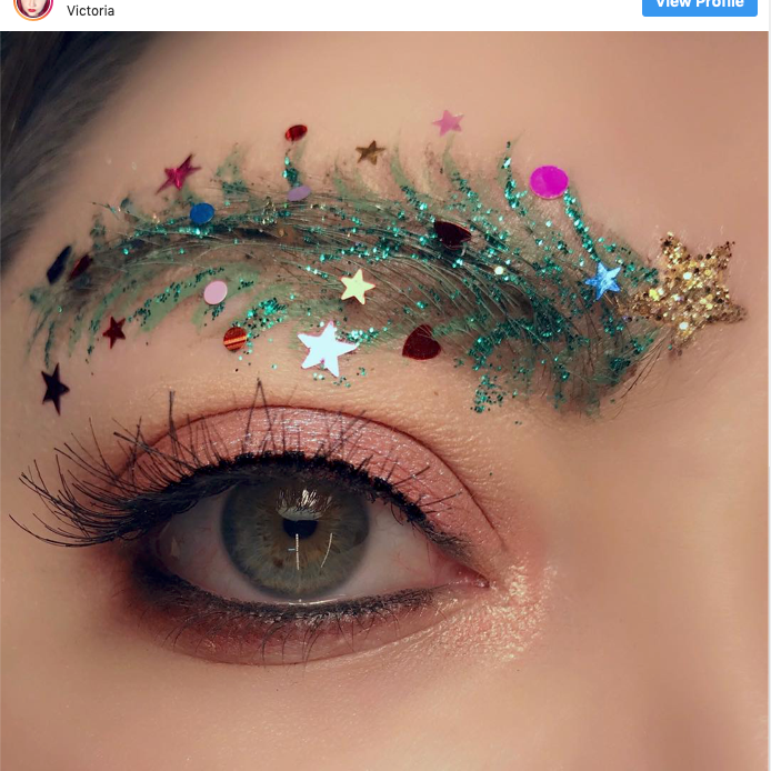 Christmas tree glitter eyebrows