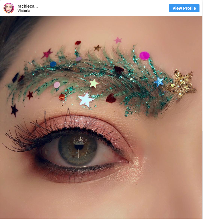 Christmas tree glitter eyebrows