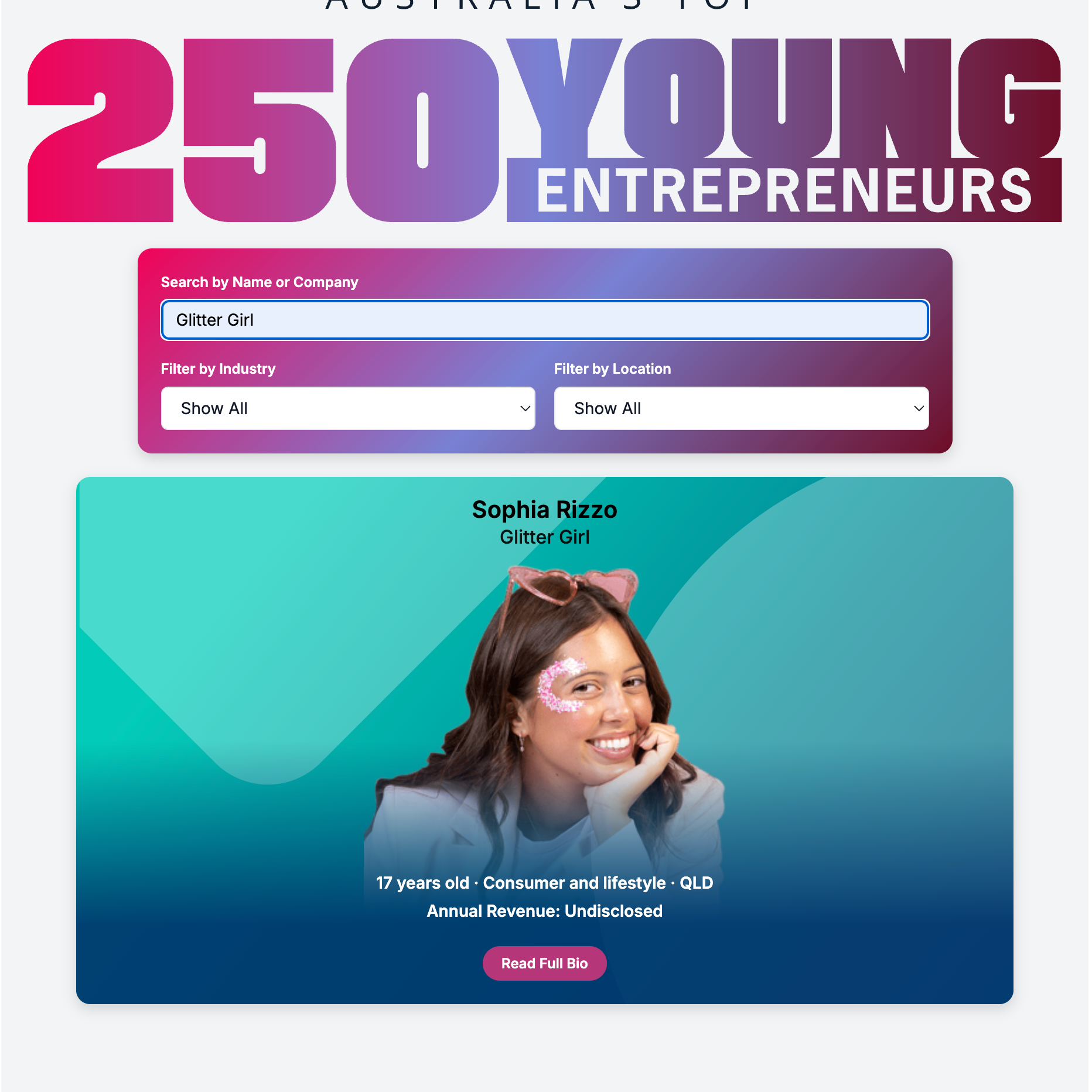 Born to Sparkle: Sophia Rizzo Named One of Australia’s Top 250 Young Entrepreneurs