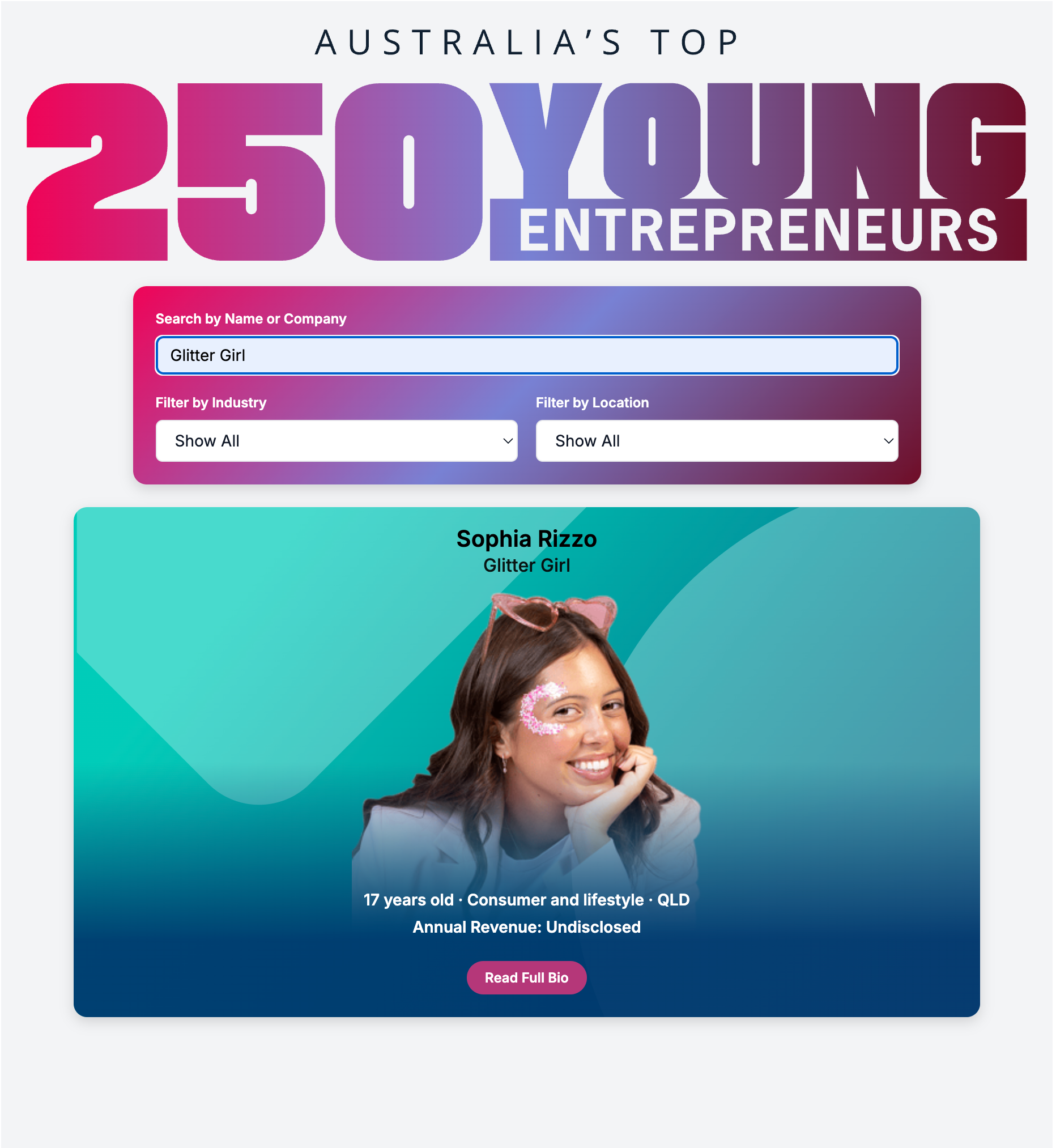 Born to Sparkle: Sophia Rizzo Named One of Australia’s Top 250 Young Entrepreneurs