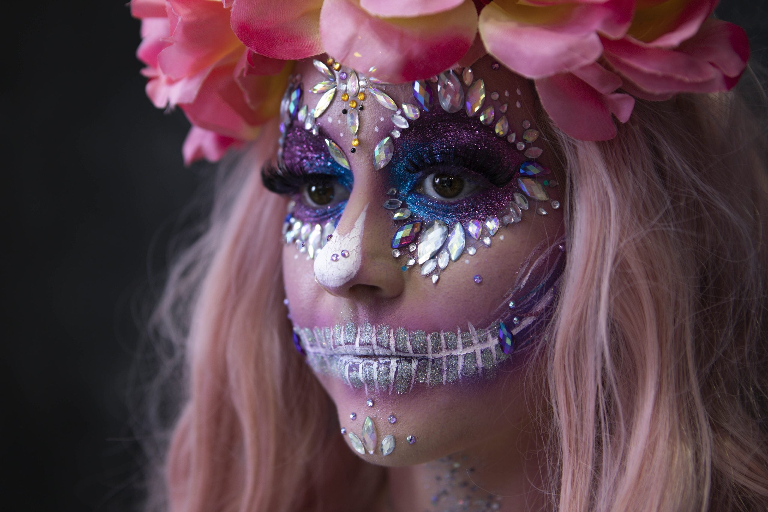 Sugar SKull glitter halloween makeup australia-8670