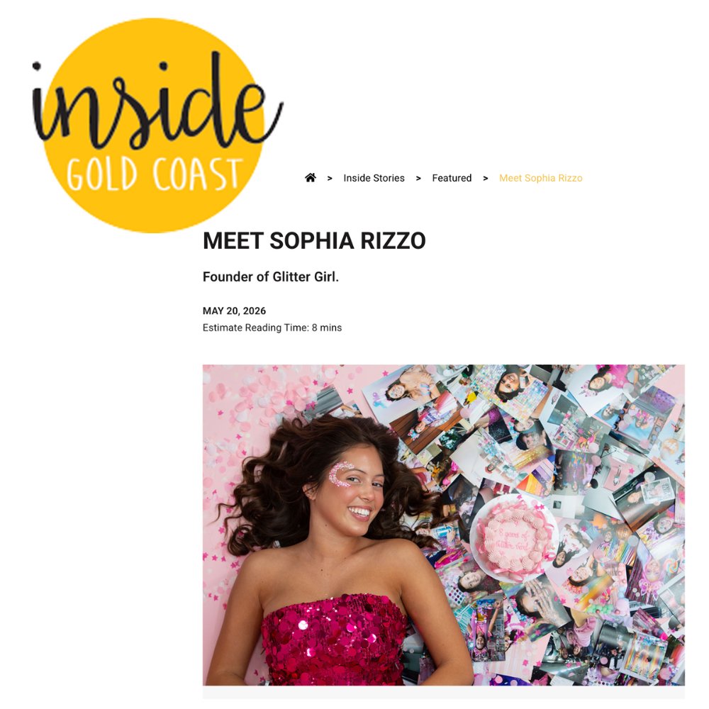 Sophia Rizzo, Gold Coast founder of Glitter Girl, featured by Inside Gold Coast