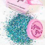 GlitterGirl product with glitter and packaging on a white background