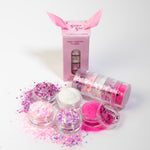 Glitter Girl Cupcake Glitter Collection with pink cosmetic eco glitter pots