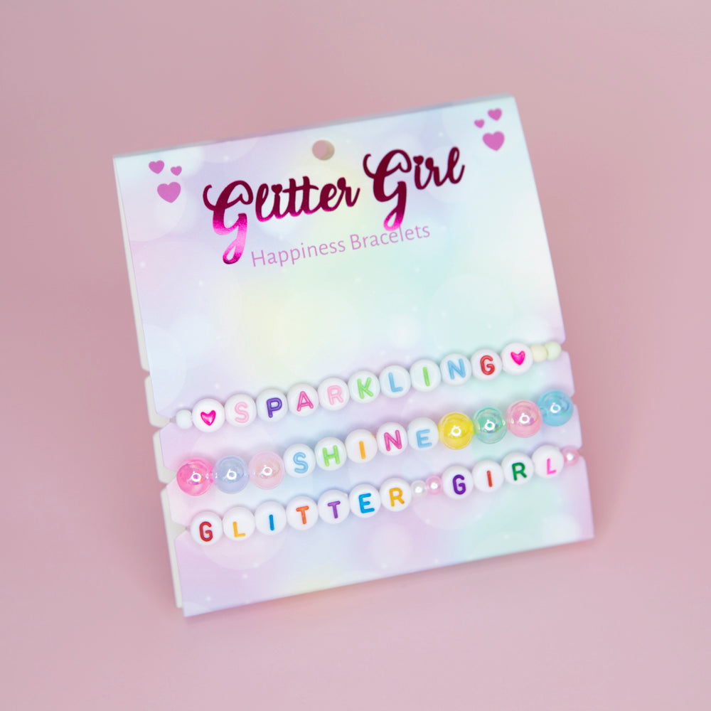 Glitter Girl Happiness friendship Bracelet Set