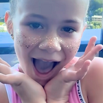 Close-up of Model wearing Glitter Freckles