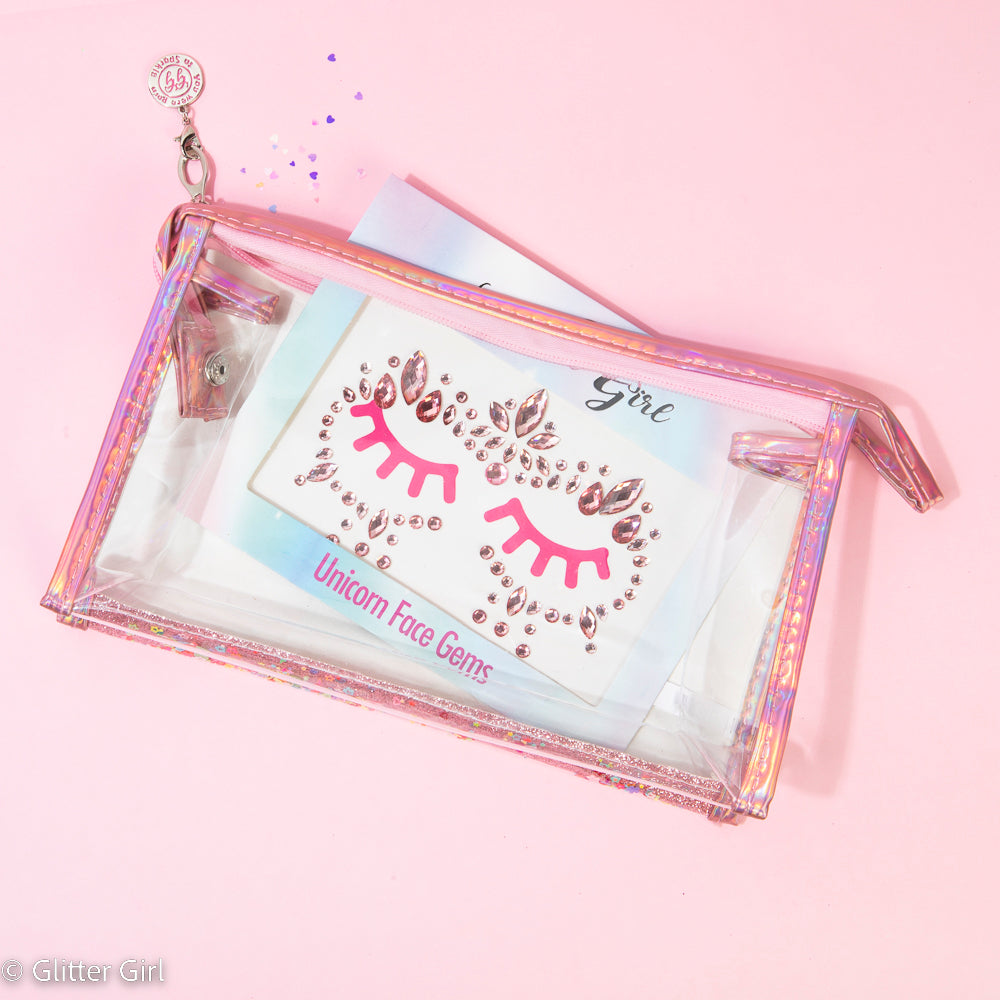 clear glitter makeup bag