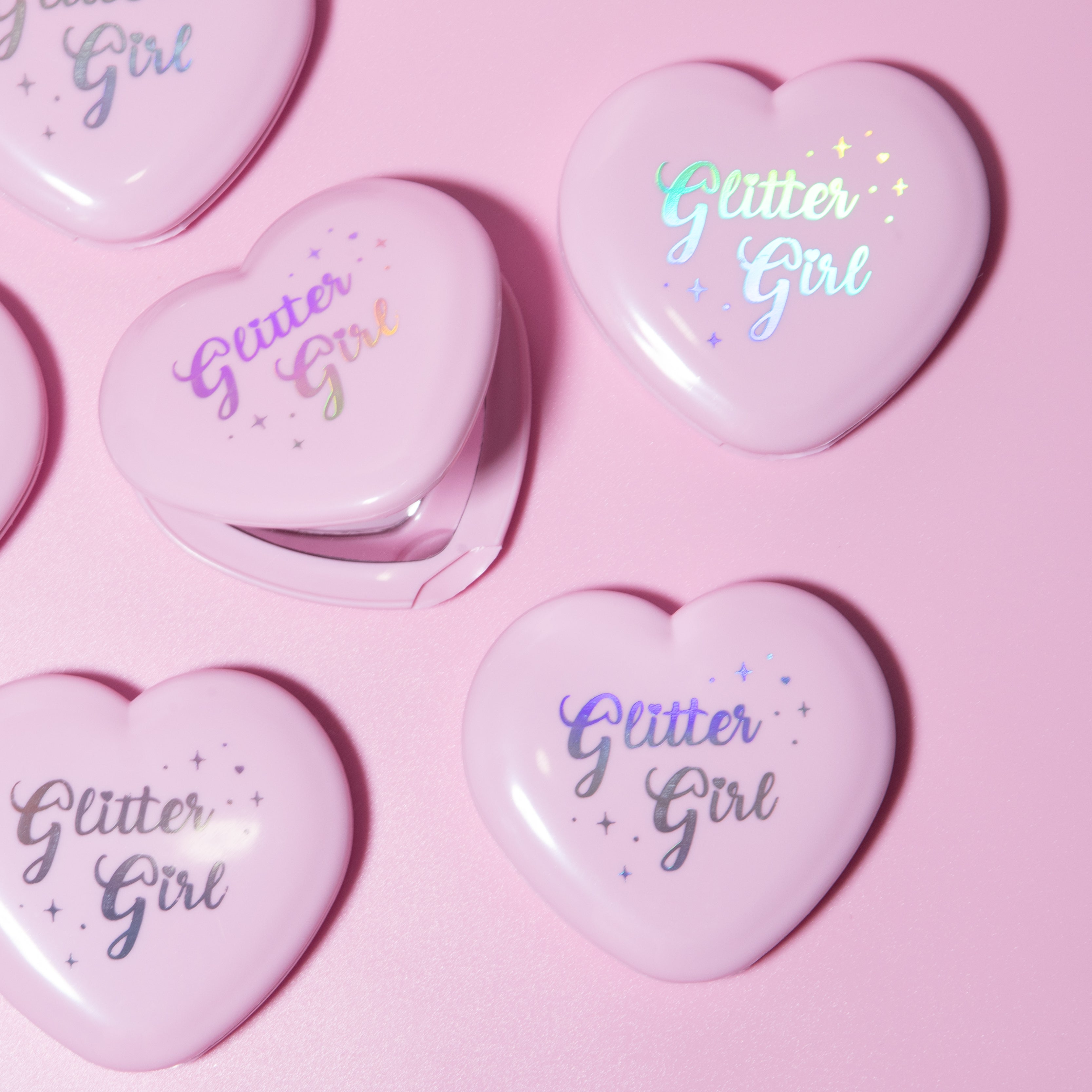 Pink Heart Pocket Mirror - Choose your fave shade.