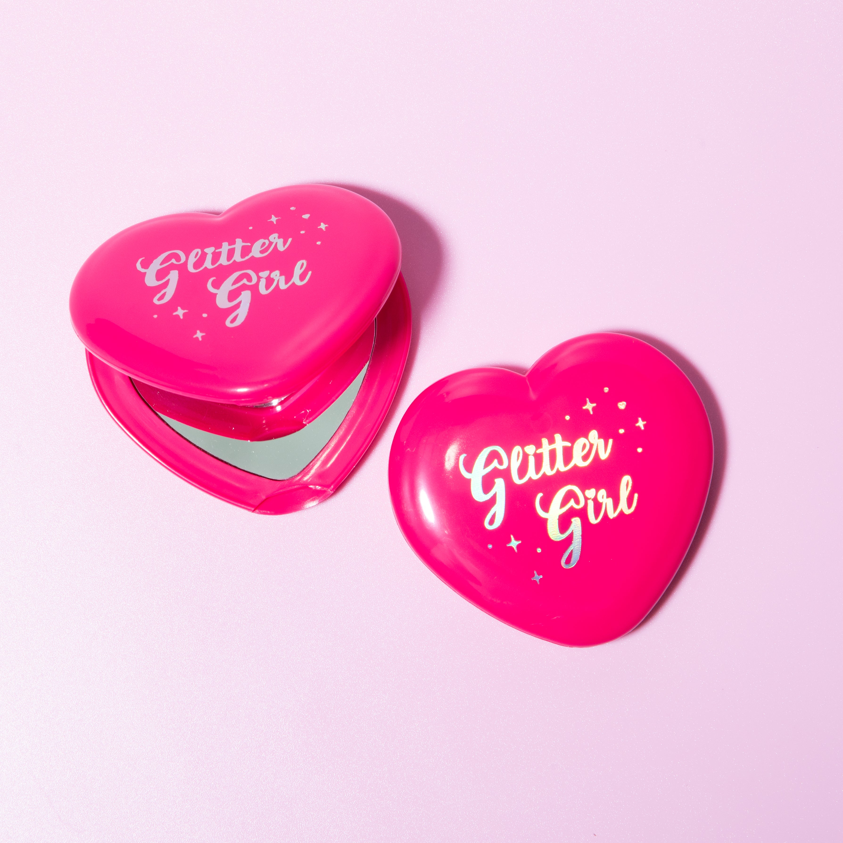 Pink Heart Pocket Mirror - Choose your fave shade.