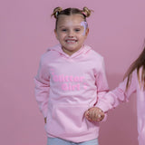 Pink Hoodie with baby pink puff print