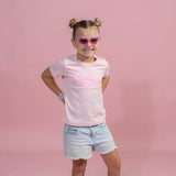 GG Pink T shirt with baby pink puff - Kids