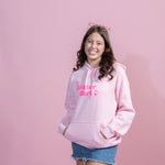 Pink hoodie white hot pink puff print