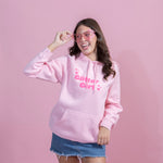 Pink hoodie white hot pink puff print