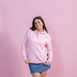 Pink hoodie with baby pink puff print