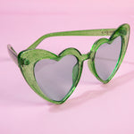 Sunglasses Emerald love Glitter Girl Green Heart Sunglasses