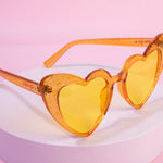 Sunglasses Sunshine Sparkle Glitter Girl Yellow Heart Sunglasses