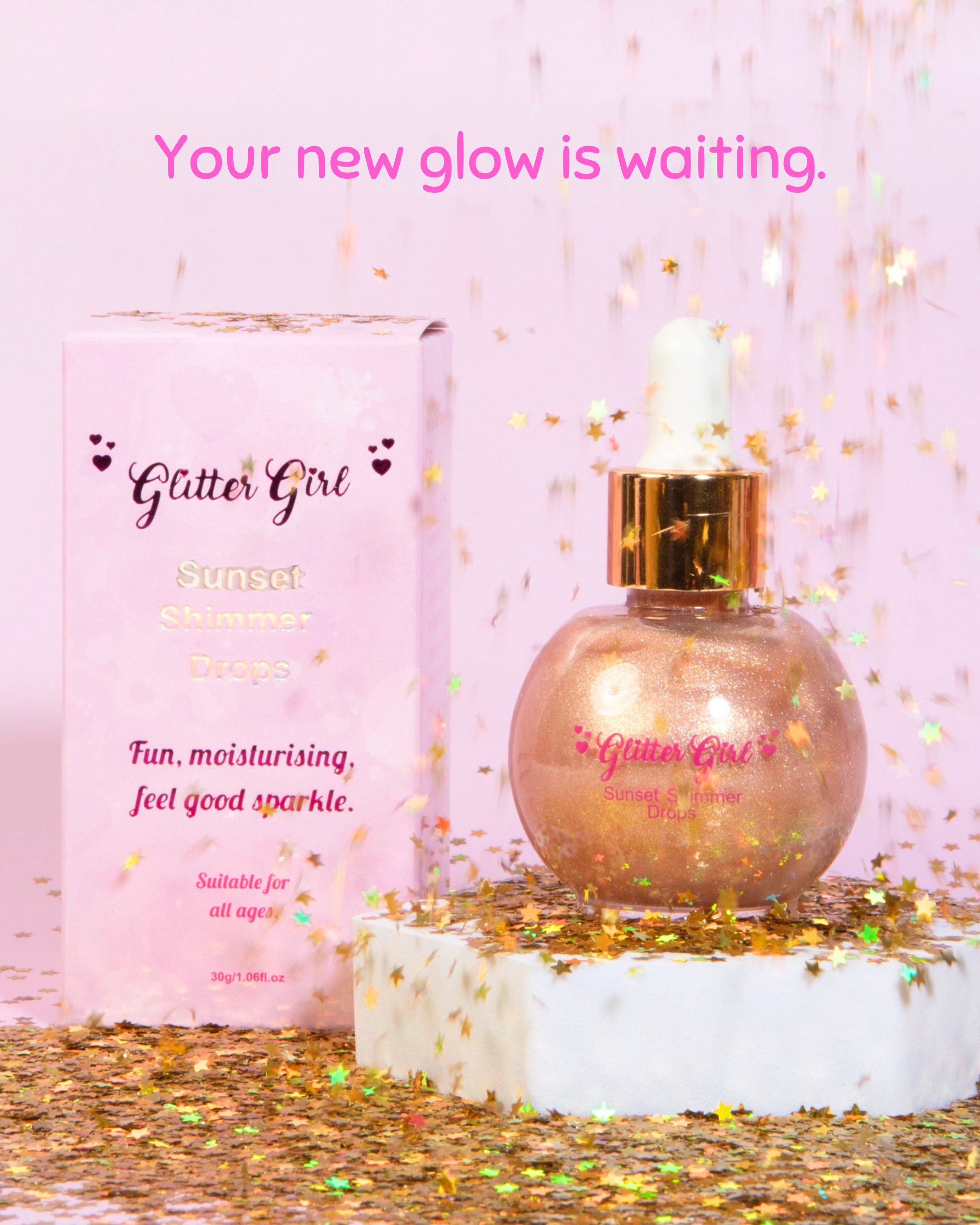 Glitter Girl Sunset Shimmer Drops golden liquid shimmer product image