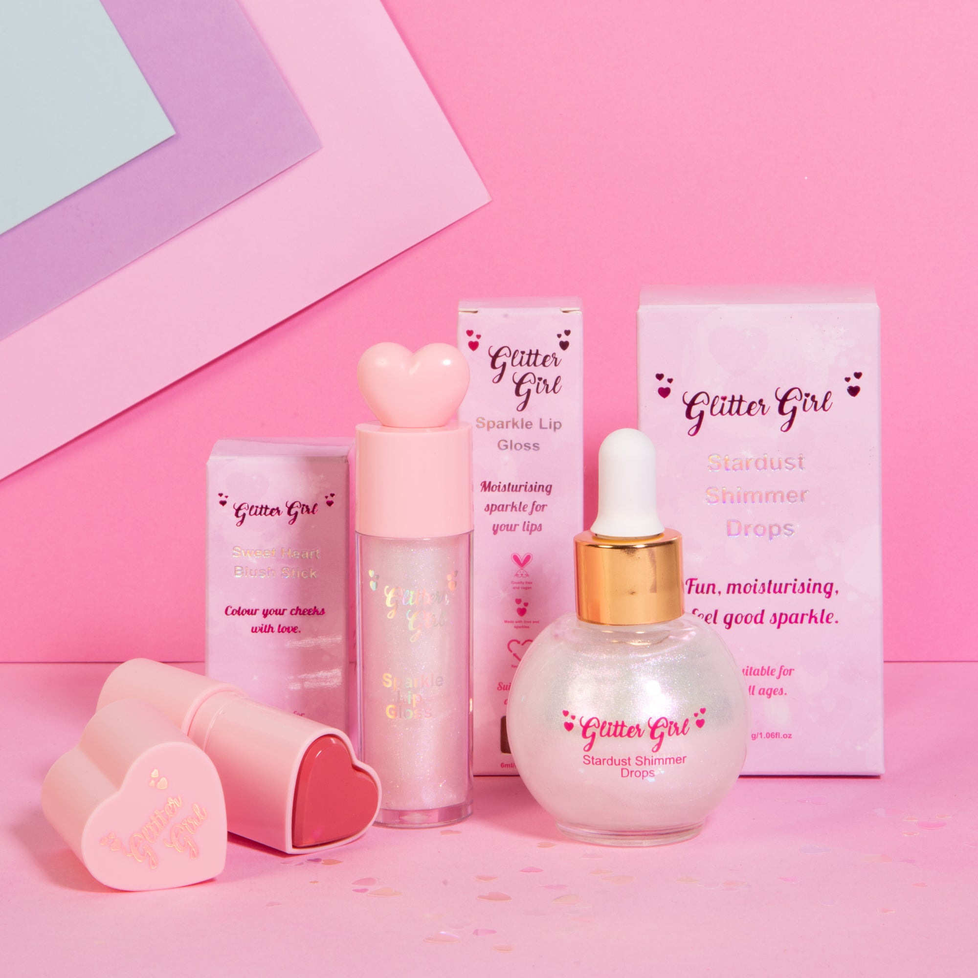 Glitter Girl The Glow Trio with blush stick, sparkle lip gloss and shimmer drops