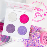 Glitter Girl Custom Cheer & Dance Eyeshadow Palette - 4 shimmer and matte shades.