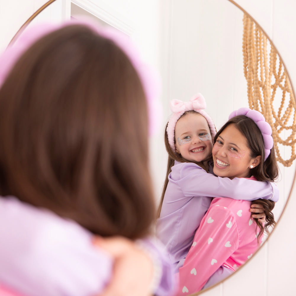 Little girl with teenager. Self-care beauty essential for tired eyes, perfect before makeup or after long days.